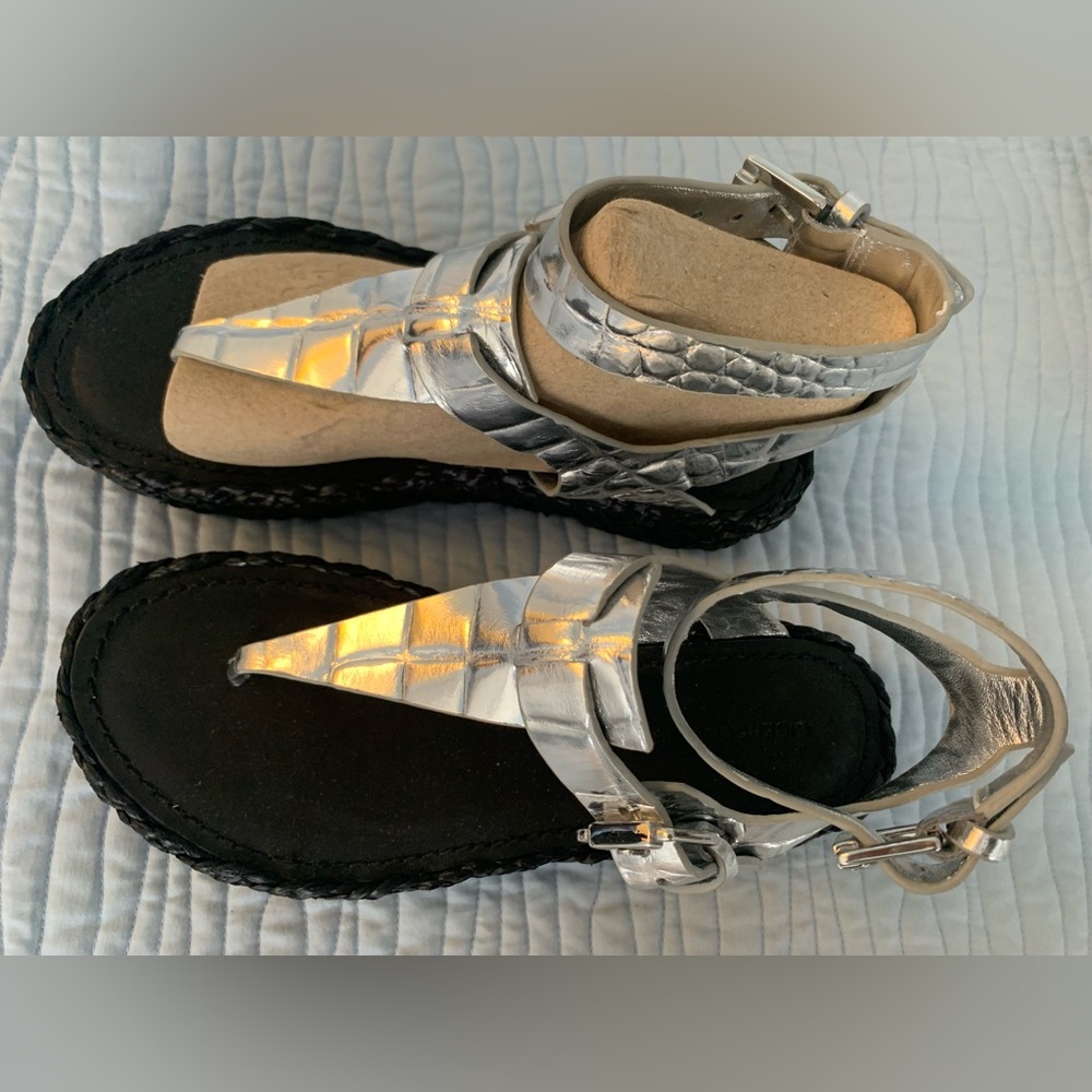 Never worn. Size 6.5 Silver & Black Sigerson Morrison Sandals.